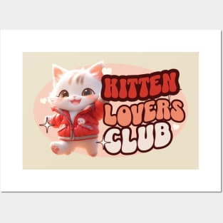 Cute Cat personified with red jacket Kids Posters and Art